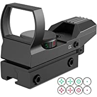 JASHKE Visor de Punto Rojo Iluminación Roja y Verde con Miras Telescópicas de 4 Retículas para Riel de 11 mm